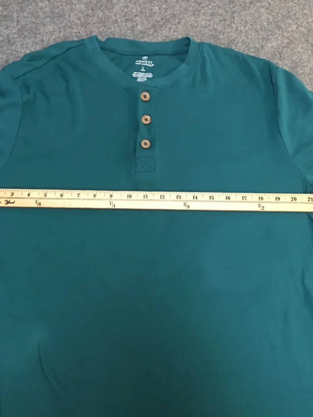 Honest Baby Clothing Mens L ORGANIC Shirt Green Henley Knit Cotton Preppy City - Picture 7 of 10